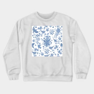 Vintage Roses Garden (Blue Toile de Jouy) Crewneck Sweatshirt